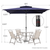 10' Navy Blue Polyester Rectangular Tilt Market Patio Umbrella
