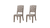 Set of Two Tufted Cream and Brown Upholstered Linen Open Back Dining Side Chairs