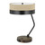 20" Black And Brown Wood And Metal Two Light USB Table Lamp With Beige And Black Shade