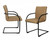 Set of Two Tan and Black Upholstered Faux Leather Dining Arm Chairs