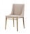 Set of Two Beige and Antiqued Brass Upholstered Fabric Wing Back Dining Side Chairs