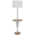 61" Chrome Tray Table Floor Lamp With White Square Shade