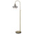 61" Brass Adjustable Arc Floor Lamp With Antiqued Brass Mirrored Glass Novelty Shade