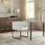 Off White and Antiqued Brass Upholstered Fabric Dining Arm Chair