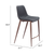 Set of Two 26" Black And Brown Faux Leather And Steel Counter Height Bar Chairs