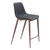 Set of Two 26" Black And Brown Faux Leather And Steel Counter Height Bar Chairs