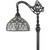 62" Brown And White Torchiere Floor Lamp With White Peacock Feather Glass Dome Shade