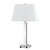 28" Nickel Metal USB Table Lamp With White Shade