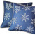 Homeroots Home Decor Set of 2 Blue and White Snowflakes Throw Pillows