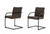 Set of Two Brown and Black Upholstered Faux Leather Dining Arm Chairs