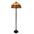 62" Brown Two Light Traditional Shaped Floor Lamp With Red Flowers Stained Glass Dome Shade