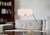 20" Brown Metal Two Light Lantern Desk USB Table Lamp With White Drum Shade