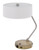 20" Brown Metal Two Light Lantern Desk USB Table Lamp With White Drum Shade
