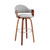 26" Gray And Brown Swivel Low Back Counter Height Bar Chair