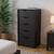 18" Black Charcoal Manufactured Wood Five Drawer Tall and Narrow Dresser
