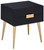 24" Black And Gold Wood And Iron End Table With Two Drawers