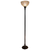 62" Brown And White Torchiere Floor Lamp With White Peacock Feather Glass Dome Shade
