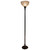 62" Brown And White Torchiere Floor Lamp With White Peacock Feather Glass Dome Shade