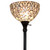 62" Brown And White Torchiere Floor Lamp With White Peacock Feather Glass Dome Shade