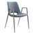 Set of Two Gray And Brown Upholstered Faux Leather Open Back Dining Arm Chairs