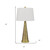 27" Antiqued Brass Metal Geometric Table Lamp With White Empire Shade