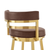 30" Coffee and Gold Faux Leather and Stainless Steel Low Back Bar Height Swivel Bar Chair
