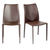 Set of Two Brown Upholstered Leather Dining Side Chairs