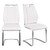 Set of Two White and Silver Upholstered Leather Dining Side Chairs