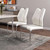 Set of Two White and Silver Upholstered Leather Dining Side Chairs