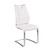 Set of Two White and Silver Upholstered Leather Dining Side Chairs