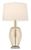 29" Nickel Metal Round Table Lamp With White Drum Shade