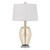 29" Nickel Metal Round Table Lamp With White Drum Shade