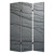 72" Gray Canvas Folding Three Panel Screen Room Divider