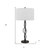 30" Black Metal Candlestick Table Lamp With Off White Drum Shade