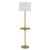 62" Brass Tray Table Floor Lamp With White Square Shade