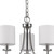 Silver Candle Style Three Light Metal Dimmable Chandelier With White Shades