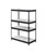 48" Black And Natural Metal and Wood Adjustable Four Tier Bookcase
