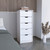 18" White Manufactured Wood Five Drawer Tall and Narrow Dresser
