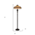 61" Bronze Two Light Traditional Shaped Floor Lamp With Purple and Ivory Abstract Tiffany Glass Empire Shade