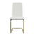 Set of Two White and Gold Upholstered Leather Dining Side Chairs