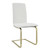 Set of Two White and Gold Upholstered Leather Dining Side Chairs