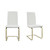 Set of Two White and Gold Upholstered Leather Dining Side Chairs