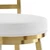 26" White and Gold Faux Leather and Stainless Steel Low Back Counter Height Swivel Bar Chair