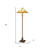 62" Brown Two Light Beige And Brown Geometric Stained Glass Floor Lamp
