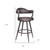 26" Brown Faux Leather and Iron Counter Height Swivel Bar Chair