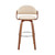 30" Cream and Brown Fabric Low Back Bar Height Swivel Bar Chair