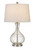 27" Clear Metal Round Table Lamp With White Shade