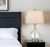 27" Clear Metal Round Table Lamp With White Shade
