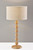 28" Brown Solid Wood Candlestick Table Lamp With Off White Drum Shade