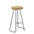 Set of Two 31" Natural and Black Solid Wood and Steel Backless Bar Height Bar Chairs